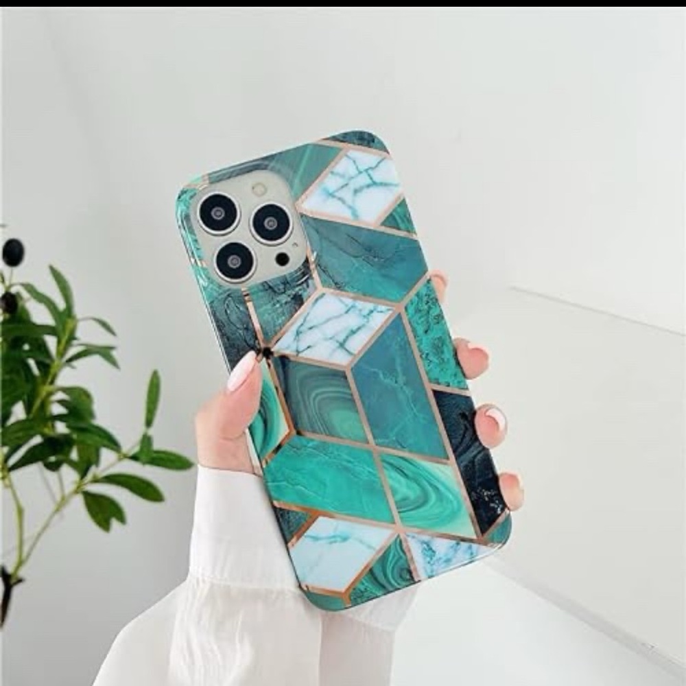 iPhone 14 Pro Case Geometric Green/Turquoise